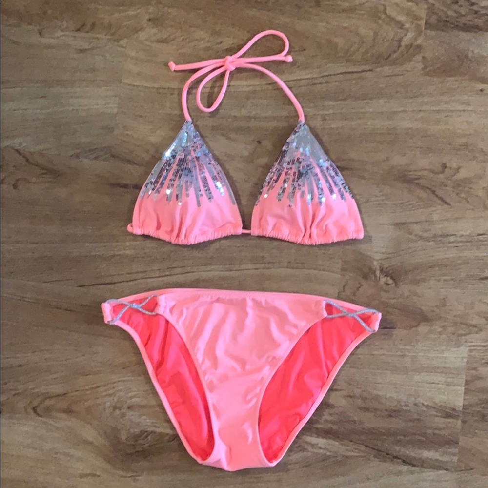 Pink and Silver Sequin Bikini